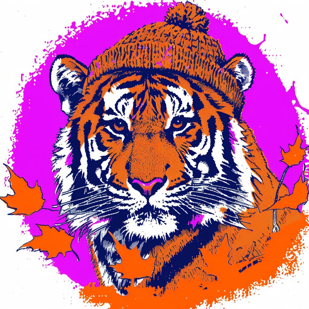 tiger  knit  cap  leaves  whimsical  colorful  playful  nature  fashion  animal 940156