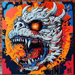 dragon  blood  head  horror  art  Japanese  vivid  illustration  fantasy  creature 1036689
