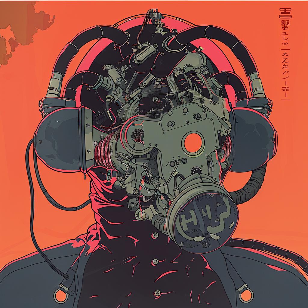 ملصق حفل موسيقي، قناع غاز، سماعات رأس، تصميم توضيحي، سايبربانك، نيوجيو، 967043
