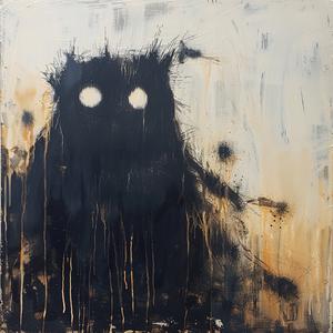 minimalist  risography  owl  encaustic  black  gold  painting  abstract  artwork  dark 1062404