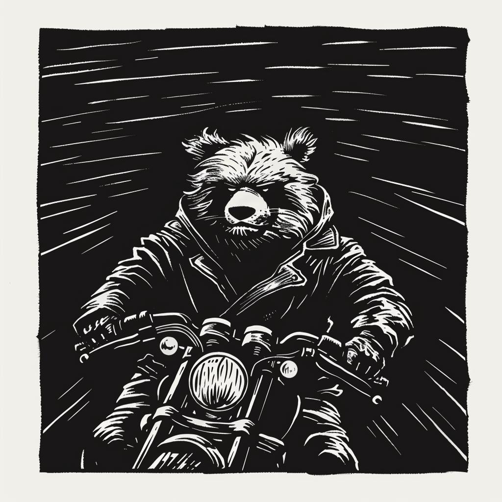 panda  motorcycle  anthropomorphic  black  background  art  rain  cute  design  animal 1026087