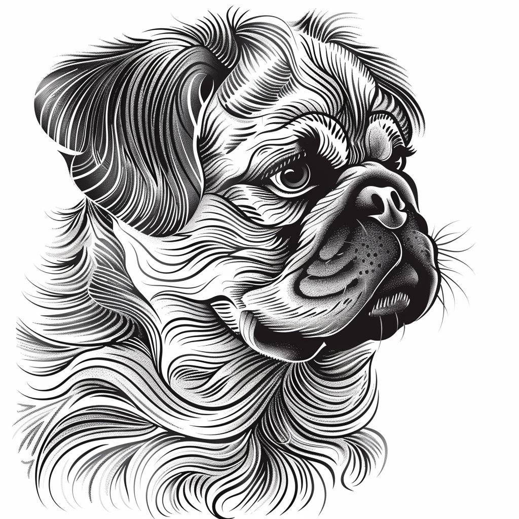 pug  drawing  black  white  half-man  sketch  animal  portrait  art  whimsical 942512
