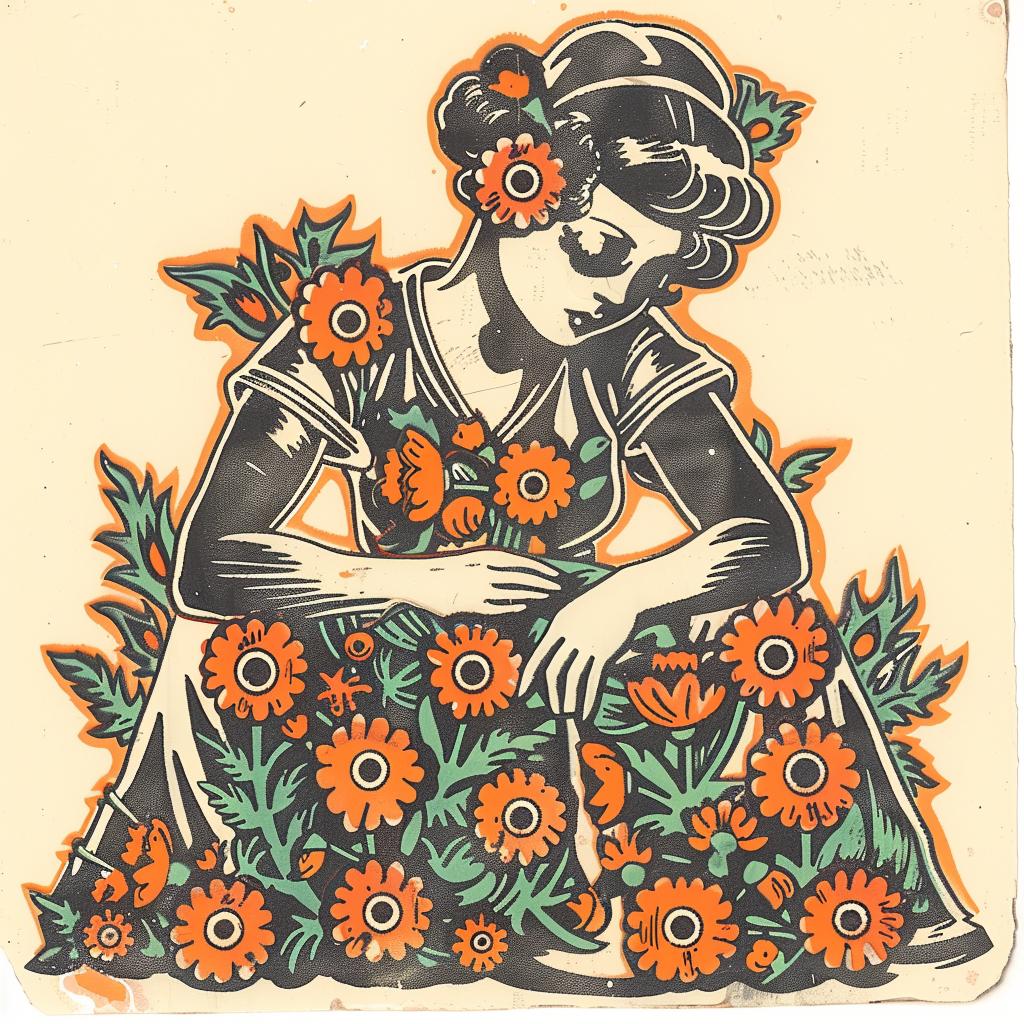 surreal  collage  flowerpunk  happy  joy  woman  field  flowers  sticker  realistic 941673