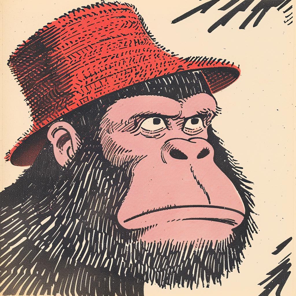 sasquatch  vintage  comic  illustration  vibrant  1950s  portrait  hat  creature  cartoon 920458