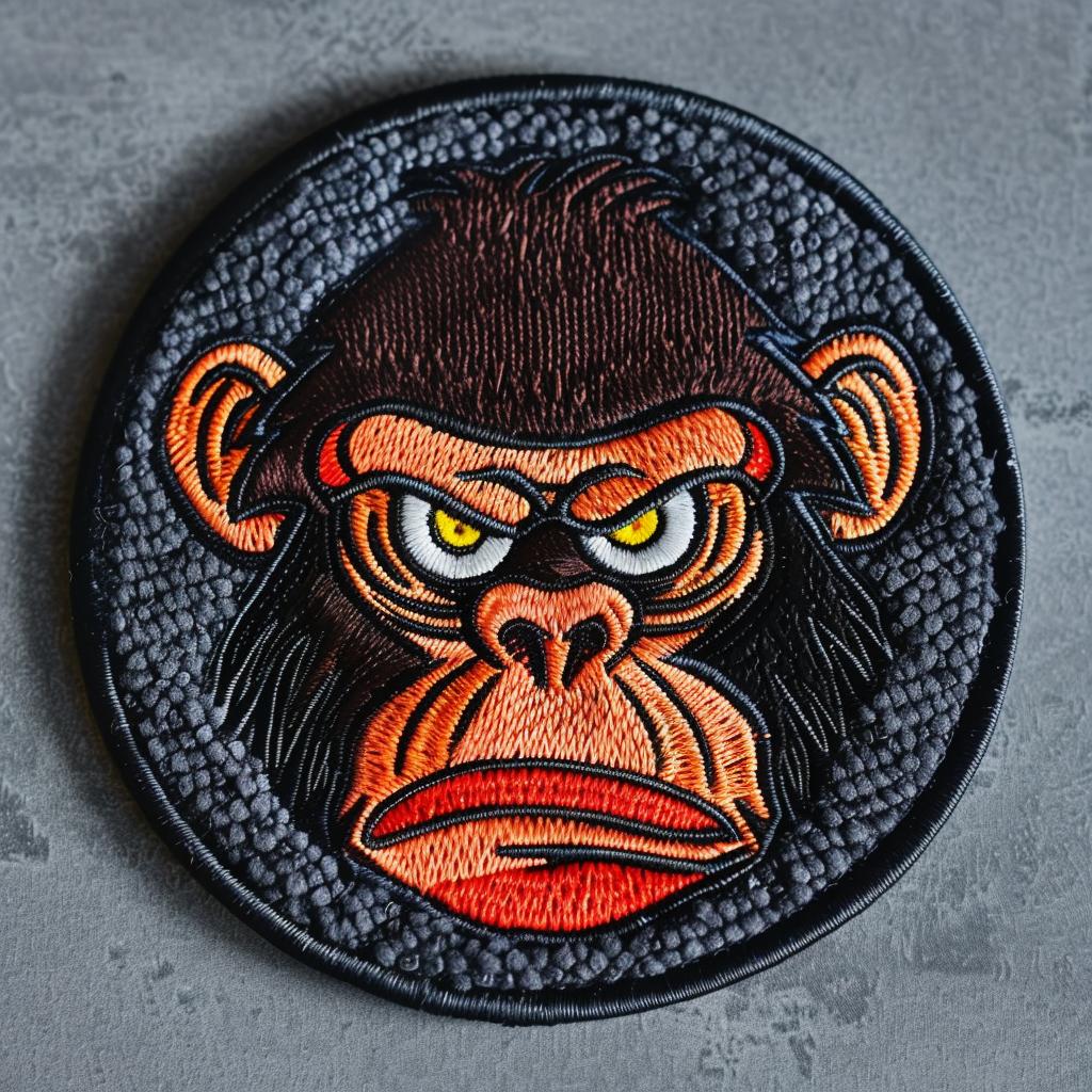 patch  embroidery  monkey  angry  chenille  hip-hop  streetwear  minimalist  design  playful 961450