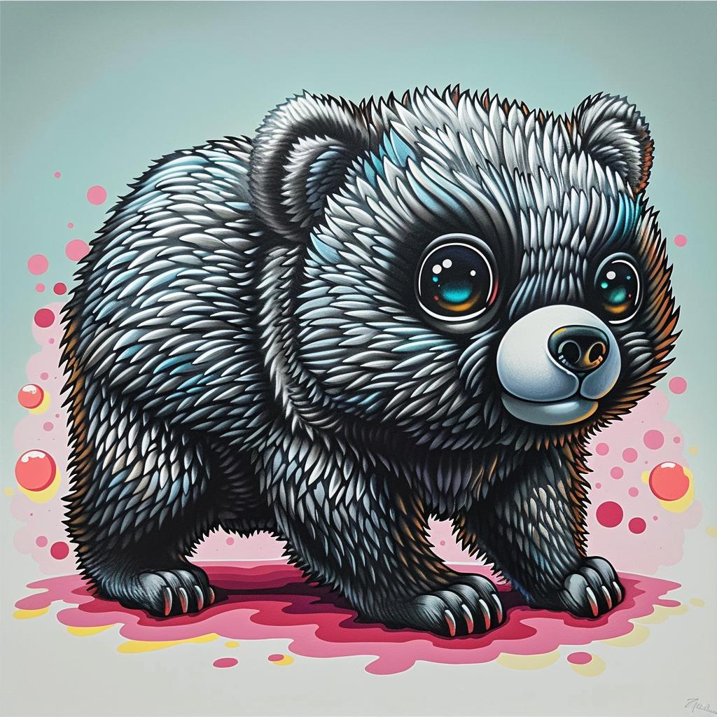 bear  oversized  kawaii  pink  dots  painting  white  background  cute  art 1033596