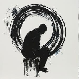 minimalist  blockprint  man  circle  black  white  art  contemporary  design  portrait 1071701