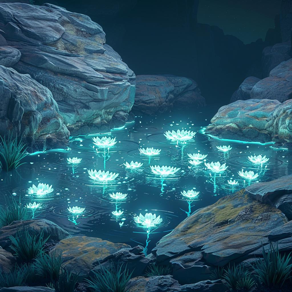 bioluminescent  ethereal  water  elementals  spring  minimalism  vibrant  colorful  night  vector 973916
