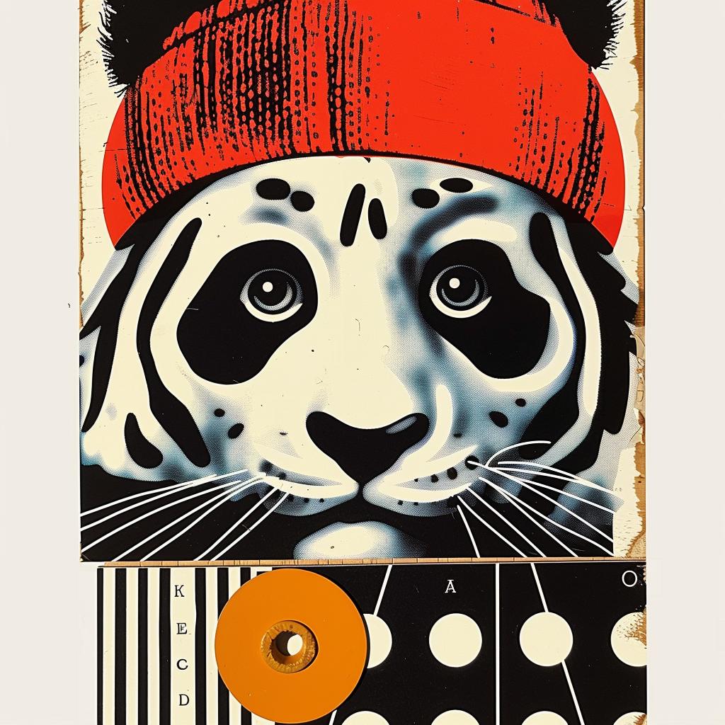 panda  hat  red  bear  cute  illustration  vibrant  art  playful  colorful 1020496