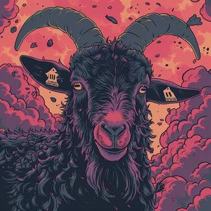 album  cover  goat  clouds  background  surreal  chaos  symbolist  risograph  disintegration 1078085