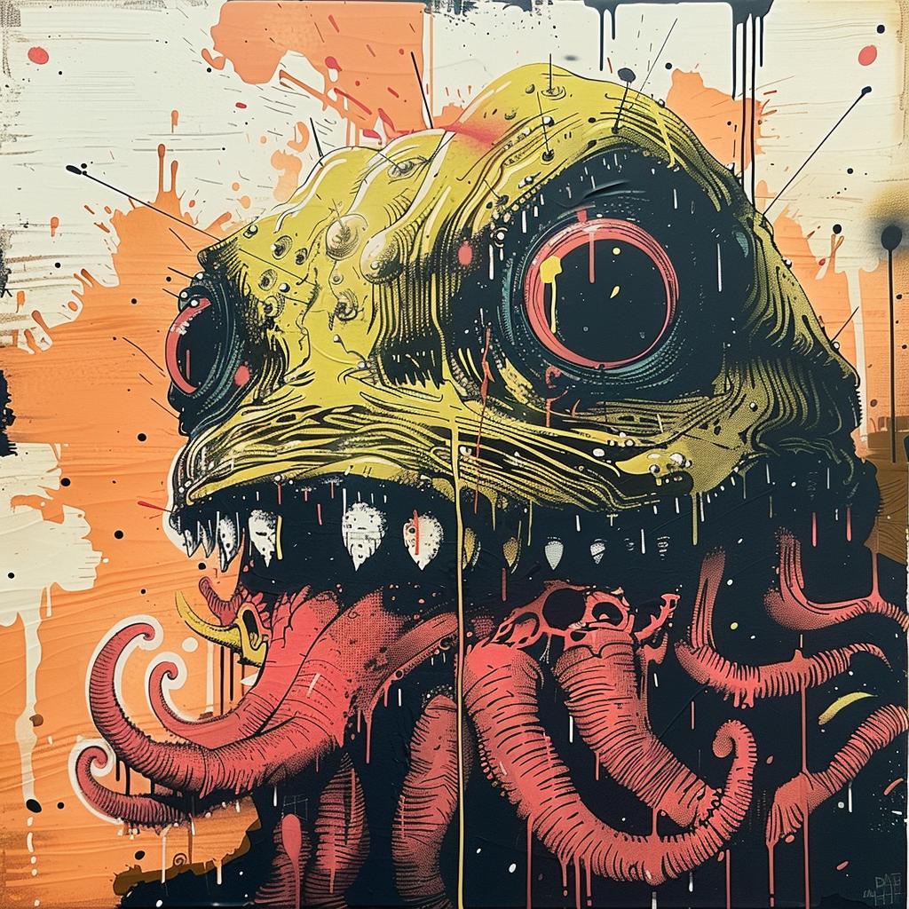 painting  monster  tentacles  creature  fantasy  artwork  colorful  expression  whimsical  abstract 947899