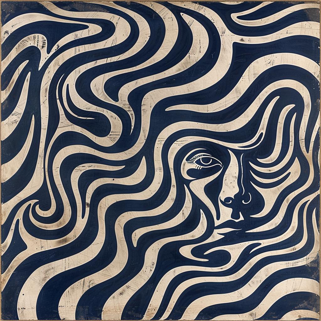 navy  cream  album  cover  face  waves  Obey  Shepard  Fairey  symmetrical 917957