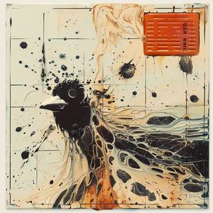 encaustic  painting  bird  black  white  background  abstract  textured  nature  art 1067802