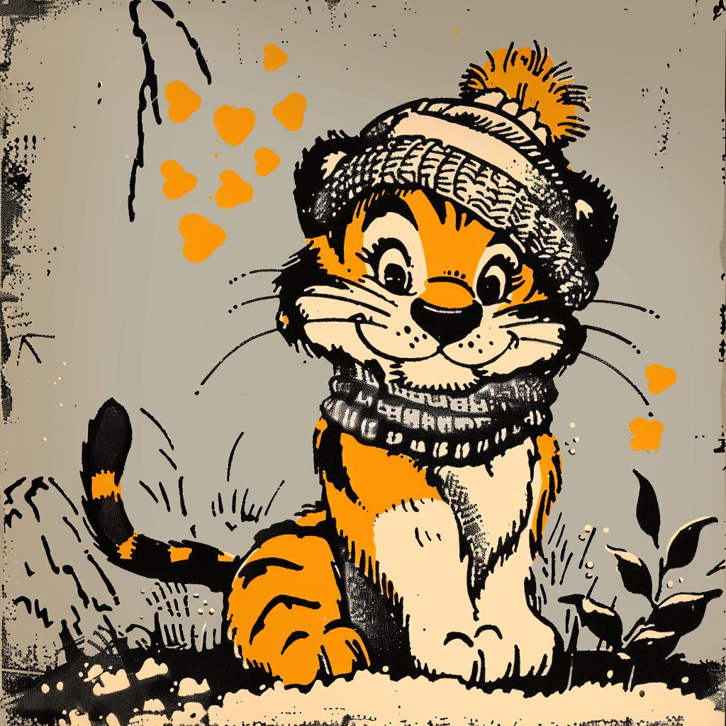 tiger  vector  illustration  winter  hat  cute  animal  colorful  design  whimsical 942578
