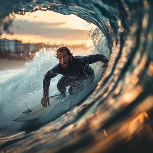 surfing  surfer  tube  ocean  tilt-shift  photography  realistic  daylight  8k  wave 1078420