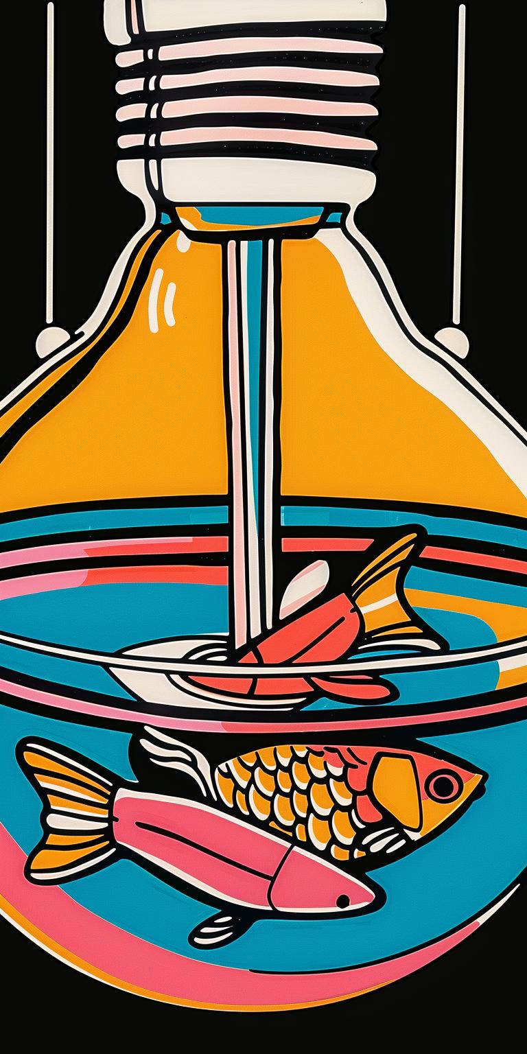 poster  goldfish  bowl  colorful  aquatic  artistic  conceptual  vibrant  playful  design 940427