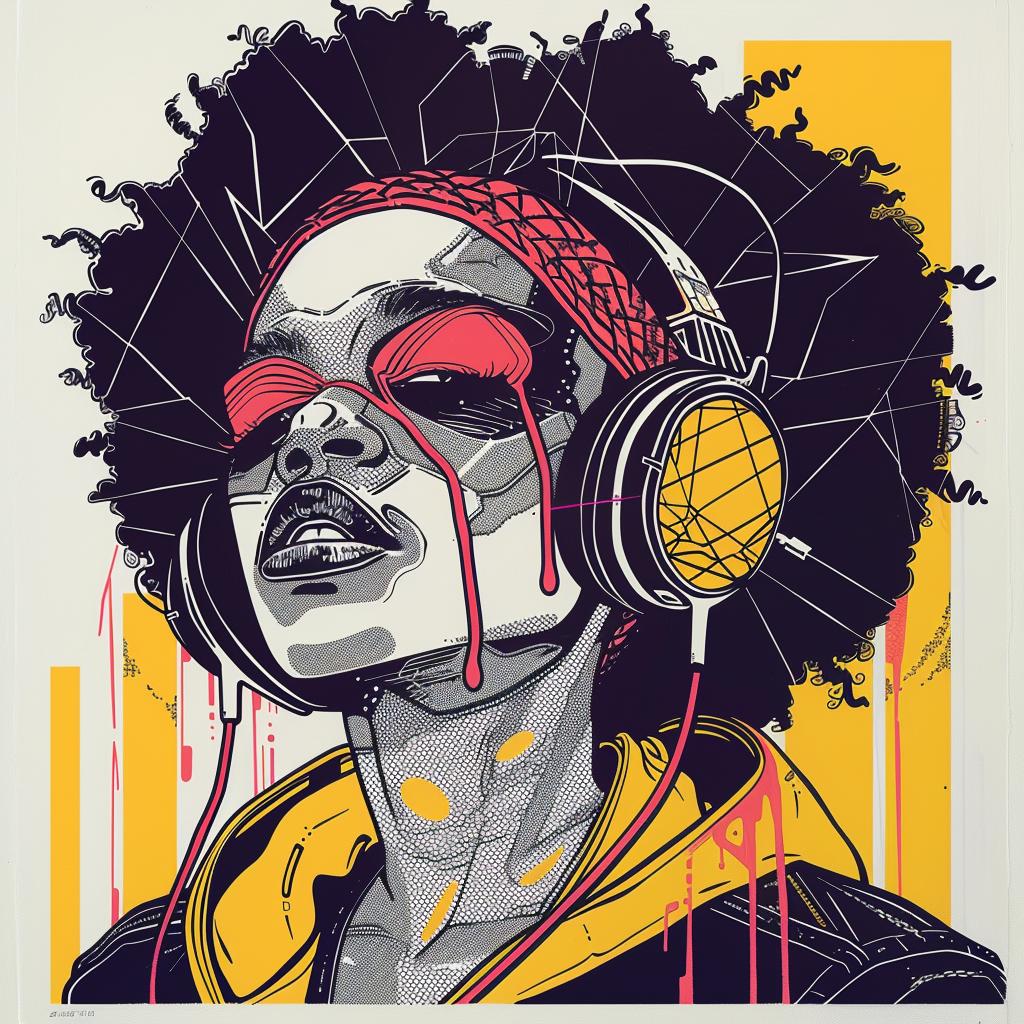 Pop  Art  DJ  african-american  headphones  afro  digital  Troy  stylized  makeup 939077