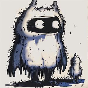 monster  child  drawing  art  figure  black  white  colorful  imagination  character 1073490
