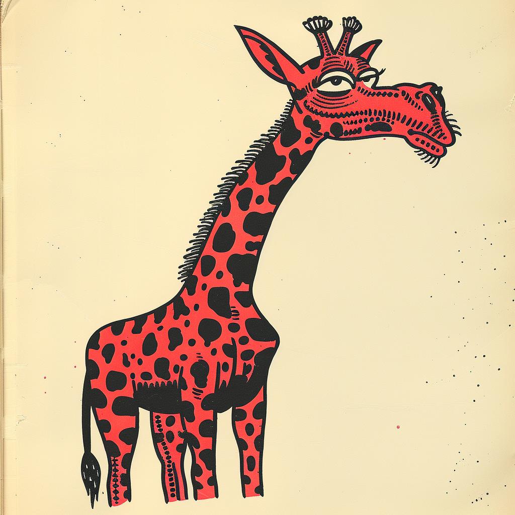 giraffe  tattoo  JackKirby  1950s  vintage  comic  illustration  red  face  art 919808