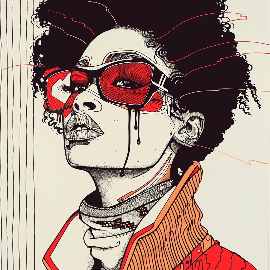 PopArt  african-american  model  four-eyes  afro  dripping  makeup  KerryWashington  red-glasses  TroyBrooks 939217