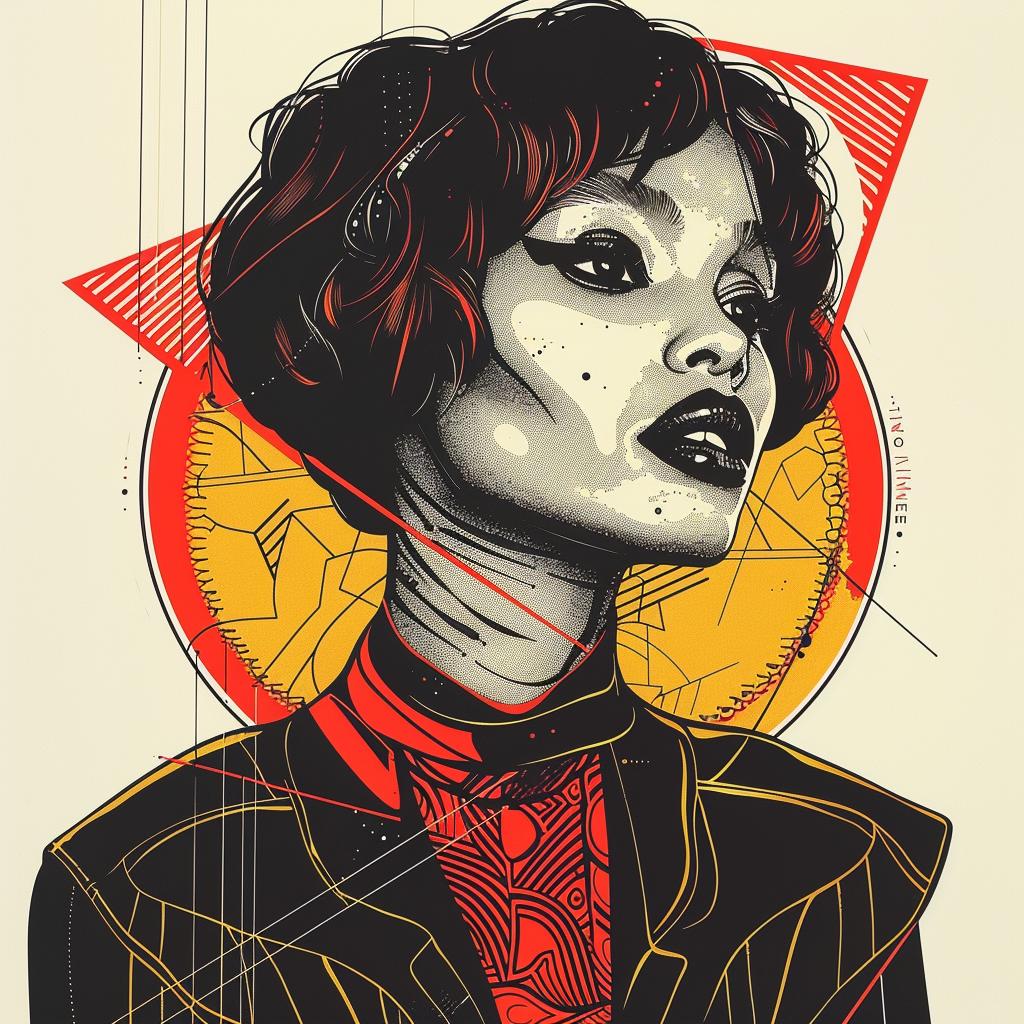 Pop Art  Kerry  Washington  African-American  model  short hair  white  background  poster  black jacket 938945