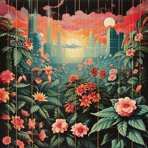 flowers  trees  city  painting  urban  chromolithography  nature  landscape  vibrant  illustration 1041336