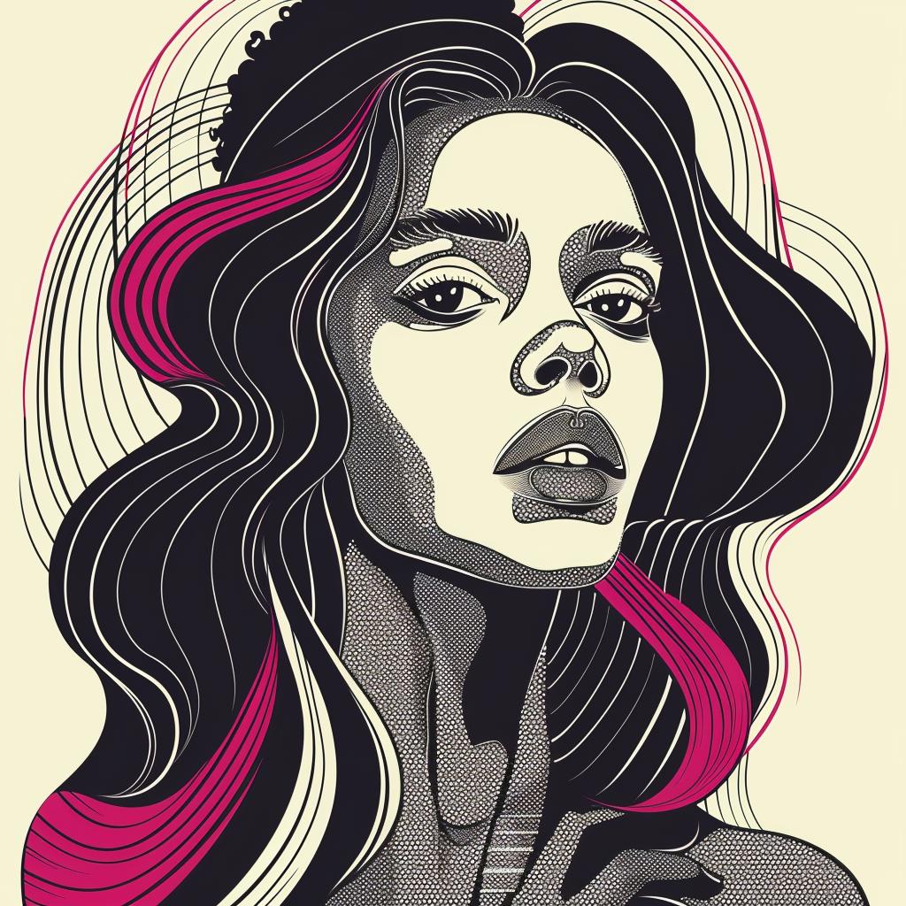 Pop Art  African-American  model  female  Patrick Nagel  portrait  long hair  afro  white  background 937598