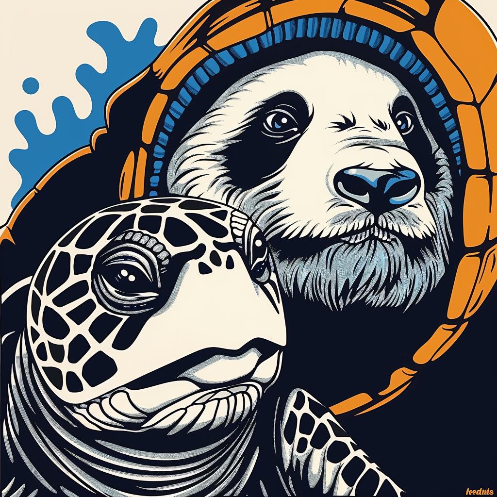 turtle  panda  poster  animal  cute  friends  colorful  illustration  art  design 962356