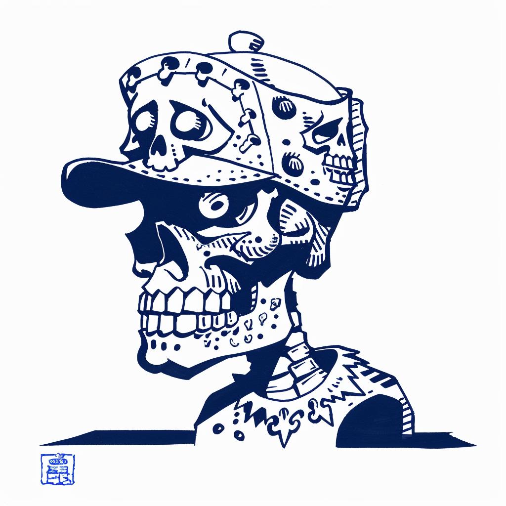 skull  baseball  cap  character  cartoon  whimsical  stylized  illustration  fun  playful 1027649