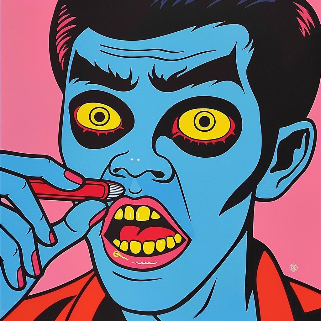 horror  film  poster  blue  man  teeth  Junji  Ito  illustration  surreal 1022059