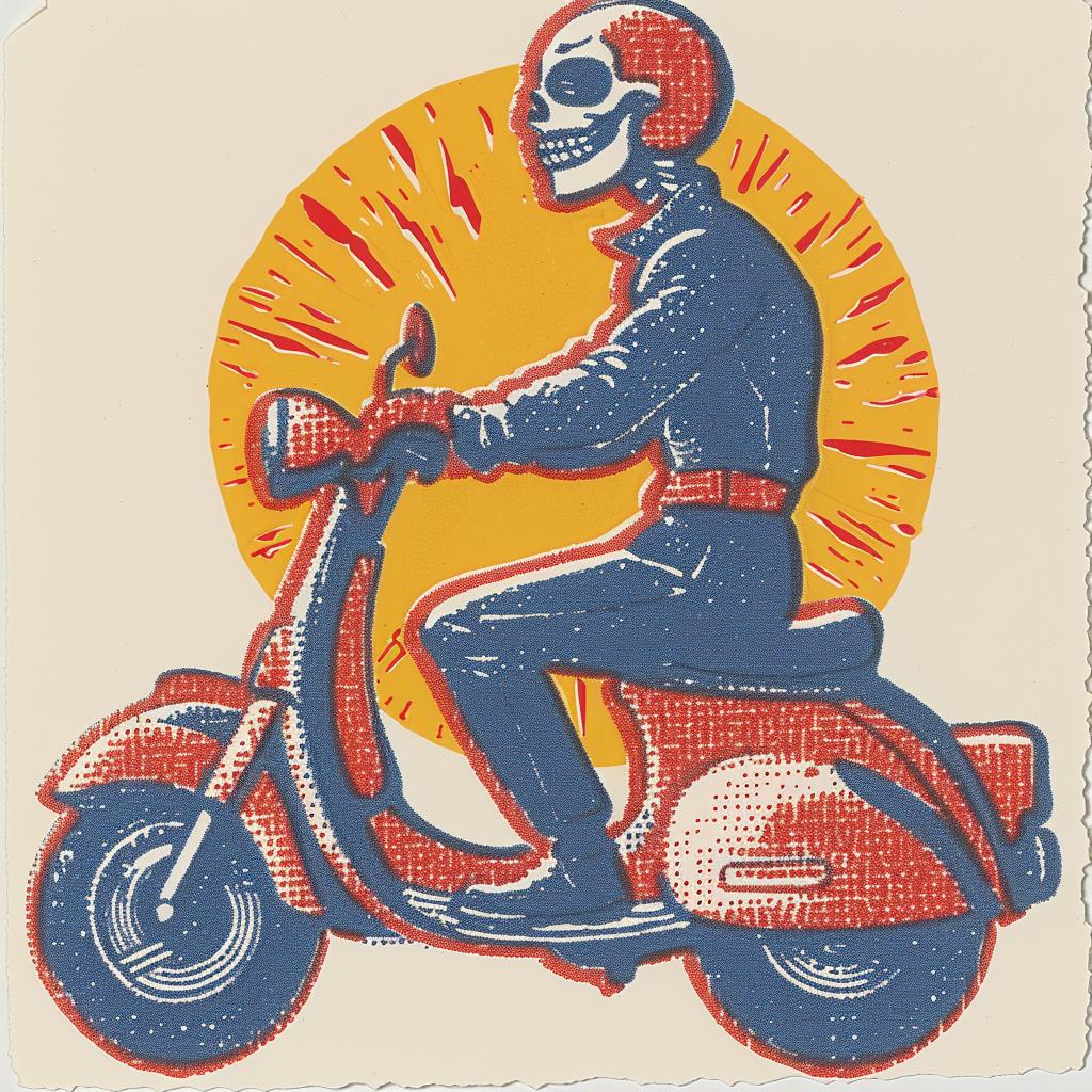 skull  scooter  surreal  lighting  glow  volumetric  natural  horror  art  Risograph 962854
