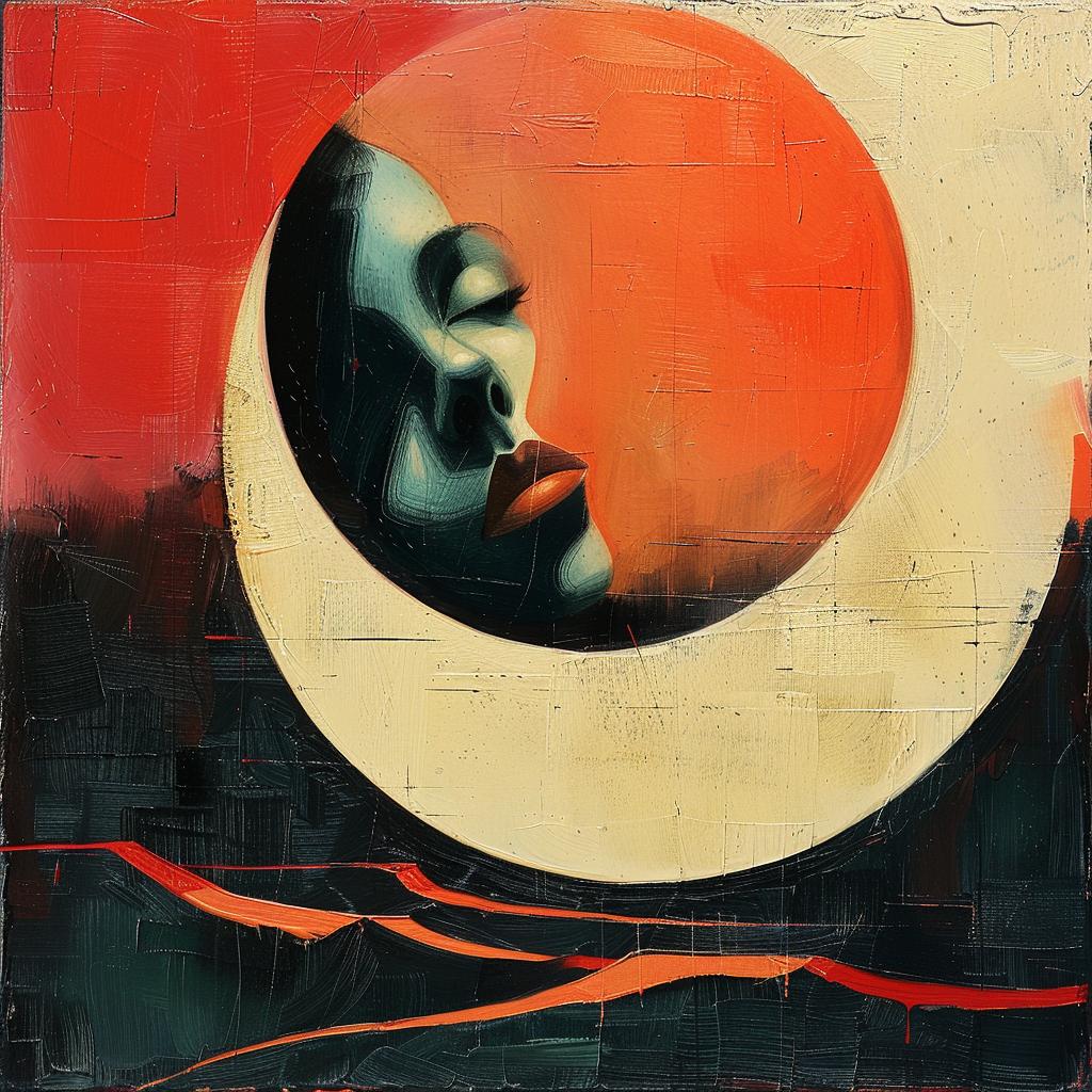 woman  moon  face  abstract  artistic  expression  color  vibrant  symbolic  dreamy 963825