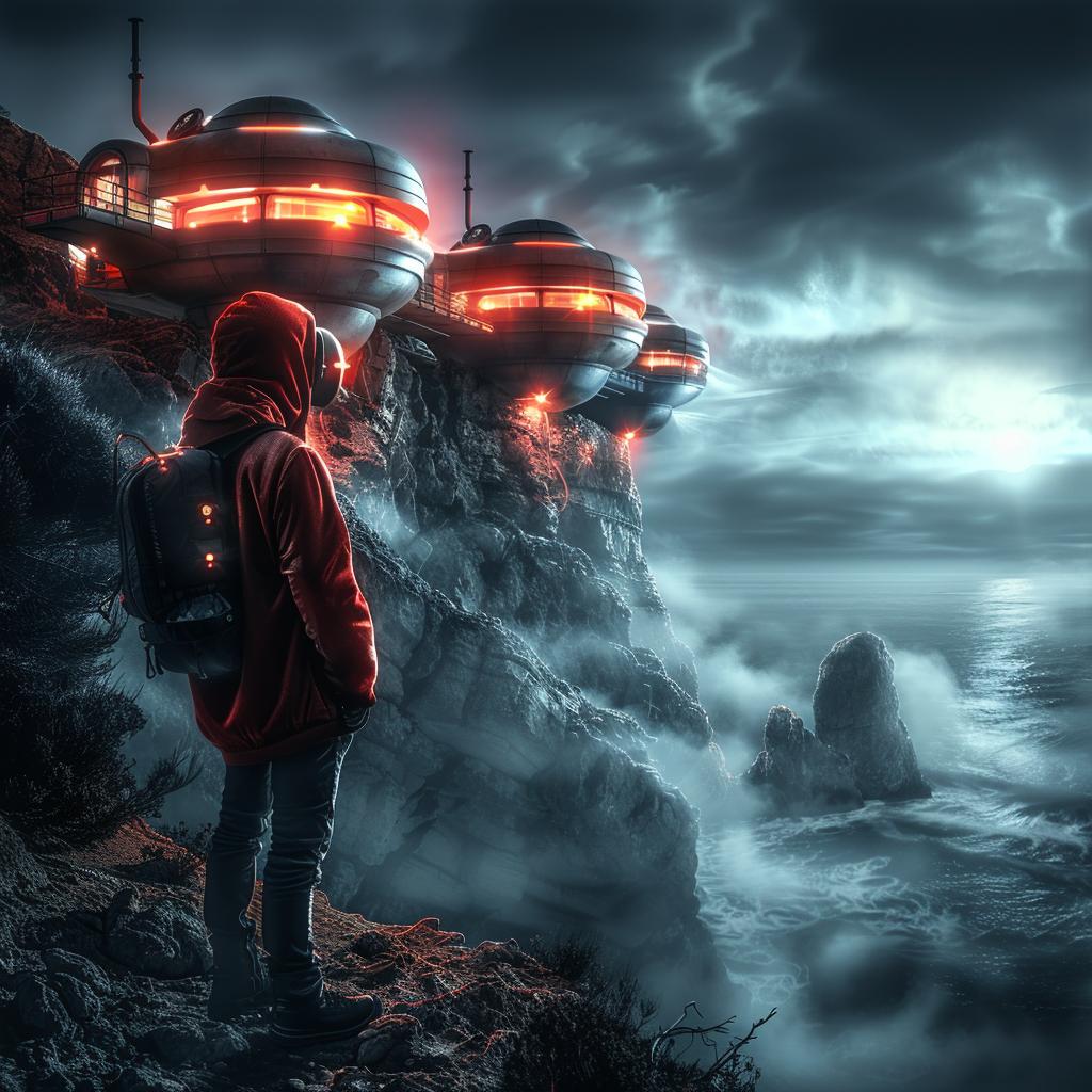 double  exposure  lifestyle  photo  surreal  glow  ocean  cliff  man  view 1028692