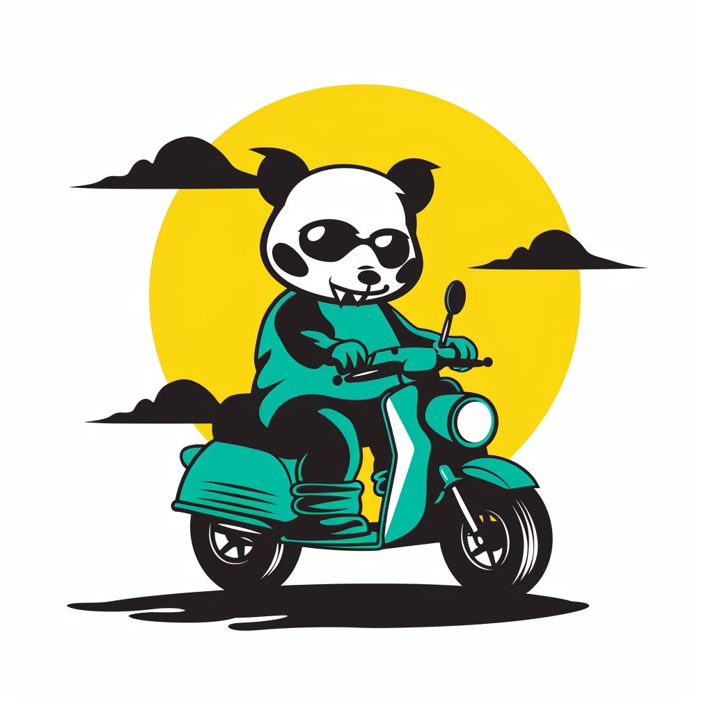 panda  motorcycle  sun  happy  minimal  blue  yellow  cute  fun  playful 955486