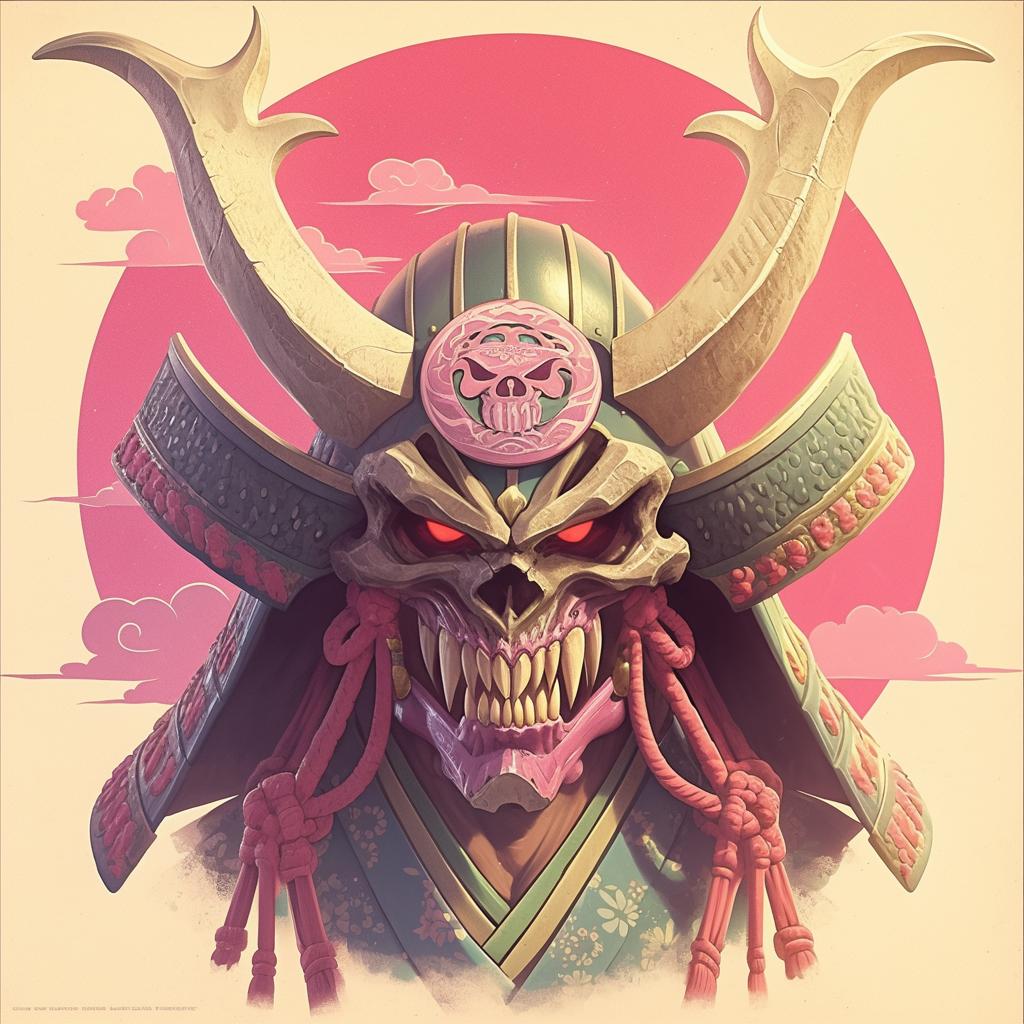 tim  biskup  skull  horns  spiritual  illustration  symmetrical  art  japanese  design 437