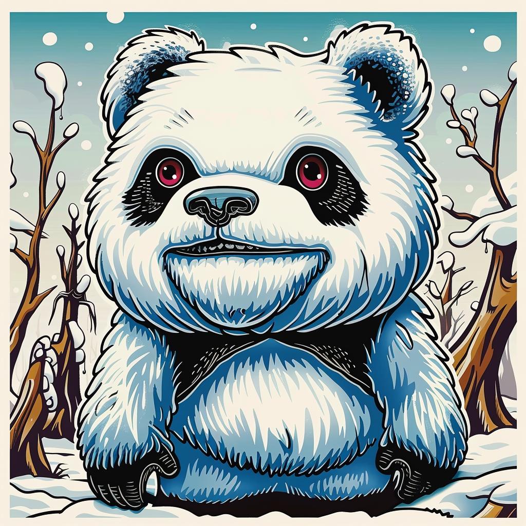 panda  bear  snowman  snow  cartoon  playful  childlike  scene  background  whimsical 1033051