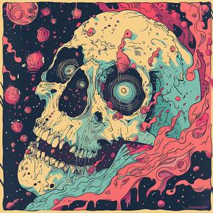 album  cover  skull  space  colorful  surreal  chaos  Symbolist  creative  art 1078234
