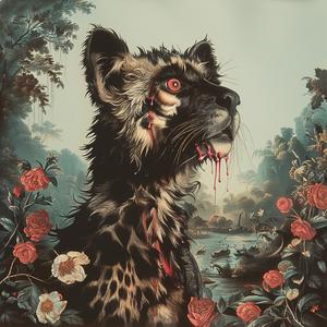 leopard  roses  blood  dramatic  wildlife  emotion  chromolithography  art  vivid  intense 1039635