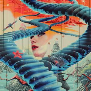 surreal  album  cover  woman  snake  hair  painting  Risograph  Symbolist  screenprinting 1077700