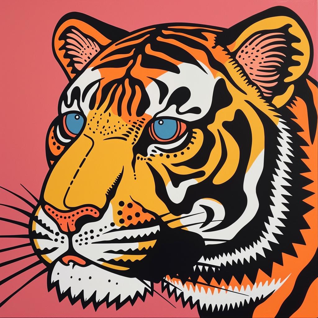 tiger  three  eyes  painting  realistic  vivid  colorful  feline  artistic  nature 973121