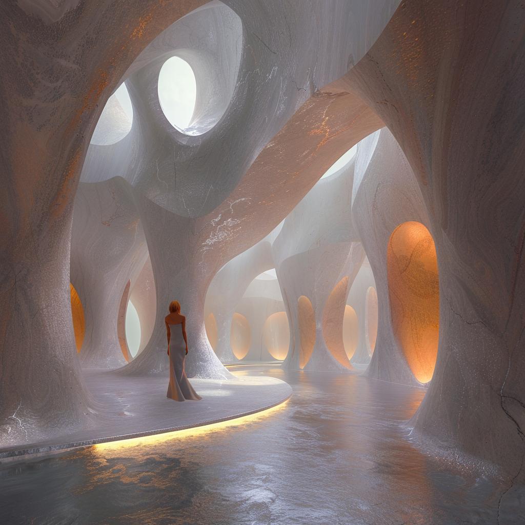 space  curved  walking  tunnel  light  architecture  monumental  realistic  humanform  atmospheric 960092