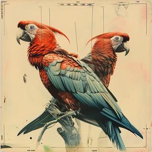 parrots  sitting  chromolithography  nature  painting  colorful  art  animals  together  vibrant 1037847