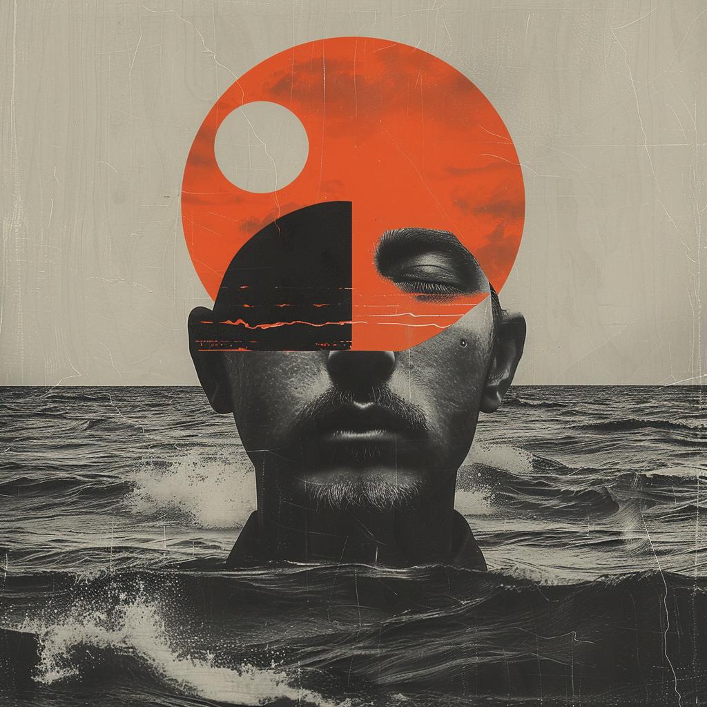 surreal  album  cover  hyper-realistic  screenprinting  Peter  Mendelsund  man  sun  head 960523