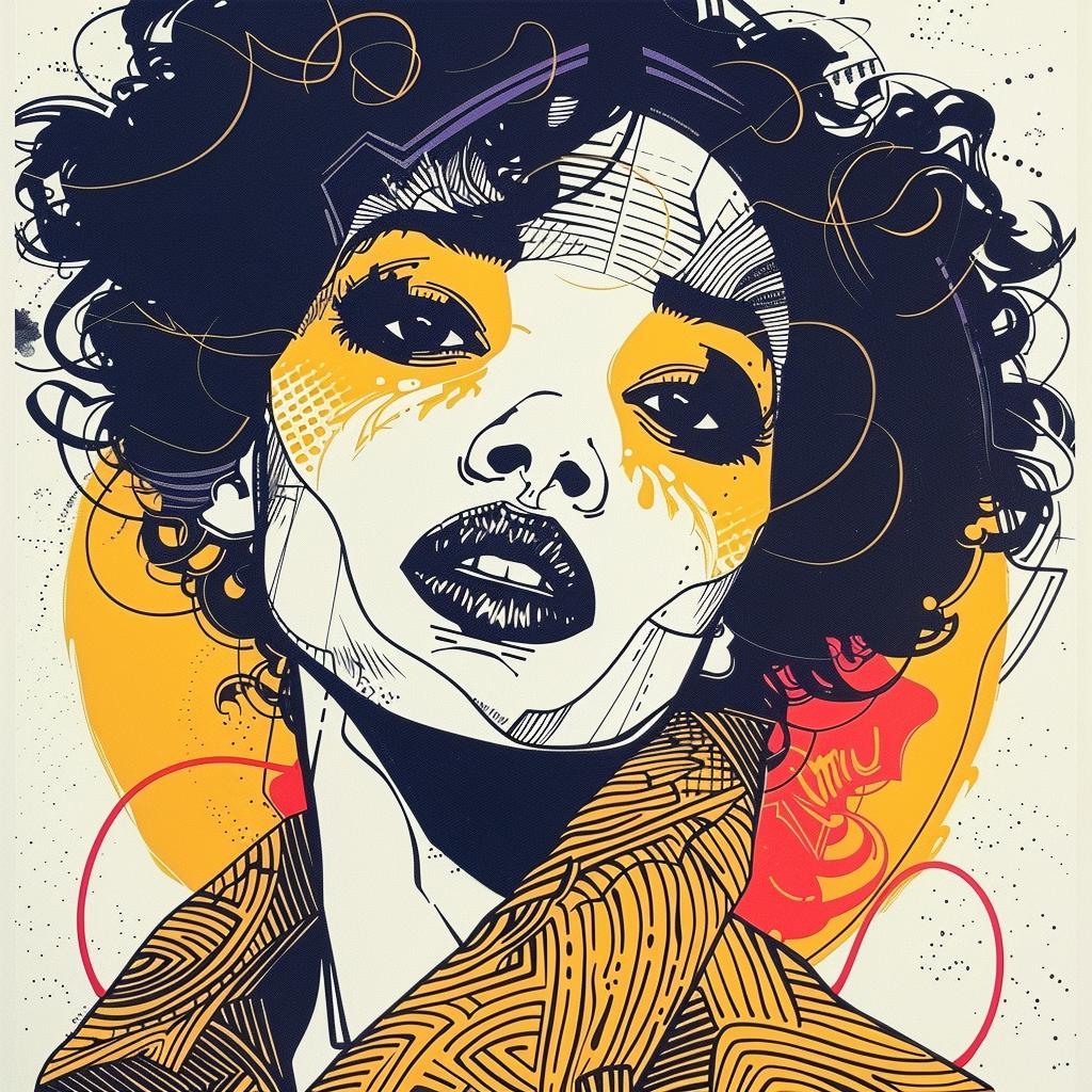 صورة شخصية لعارضة أزياء أمريكية من أصل أفريقي، شعر مجعد، أصفر، أسود، تصميم تروي بروكس 939194