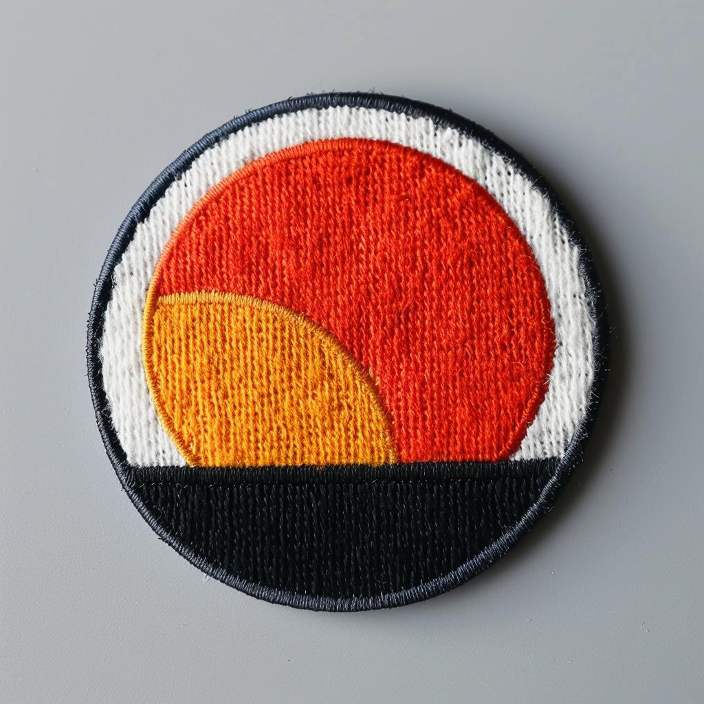 orange  black  sun  patch  streetwear  simple  chenille  design  circular  minimalist 961476