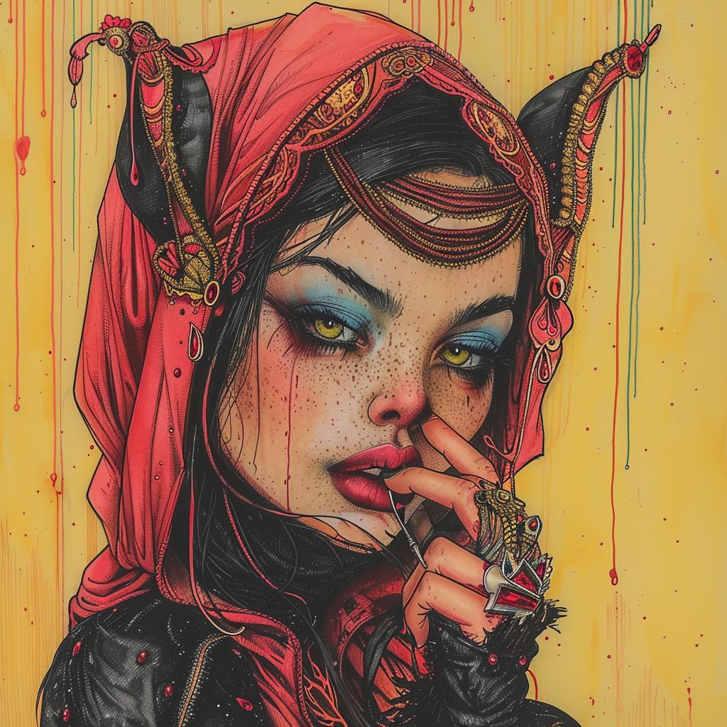 provocative  Gerald  Brom  dark  arts  occult  terror  painting  woman  hood 928464
