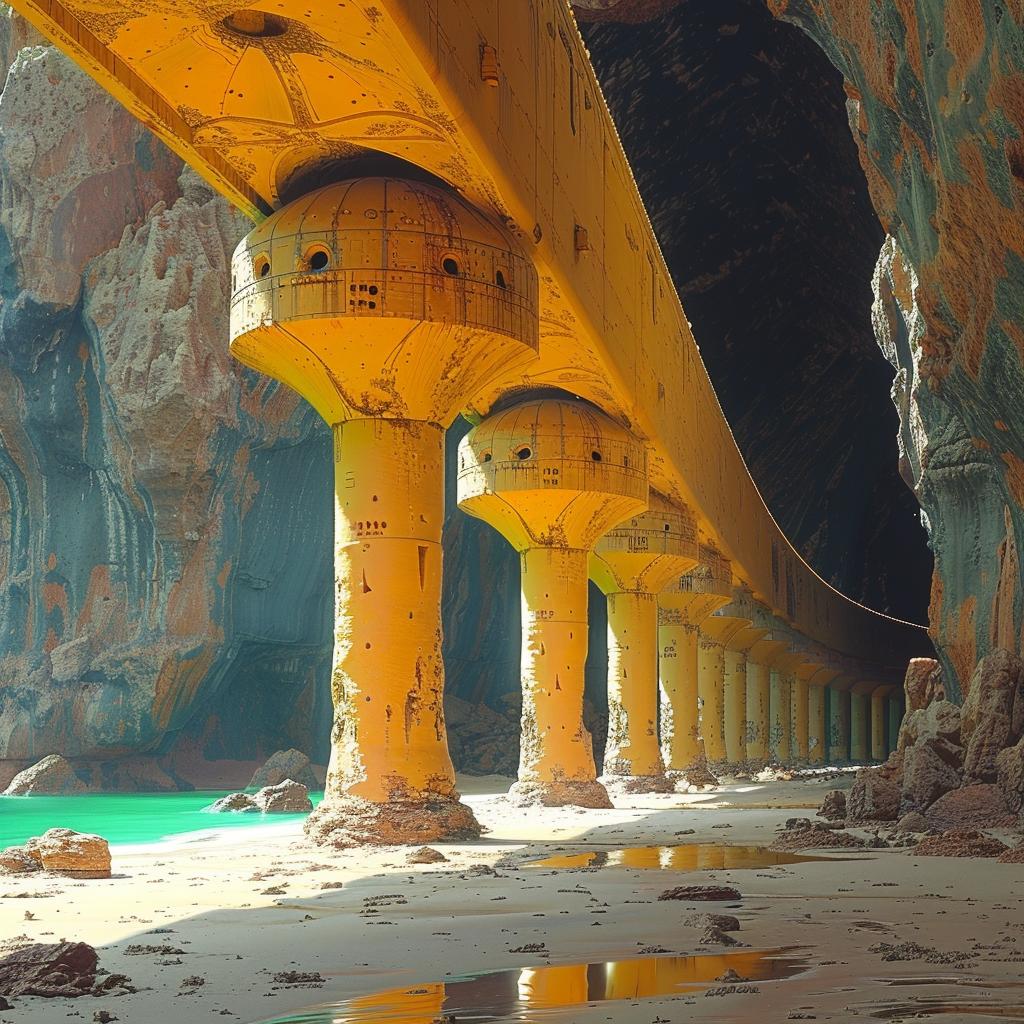 magic  realism  photo  cave  bridge  water  lighting  surreal  ochre  teal 1029706