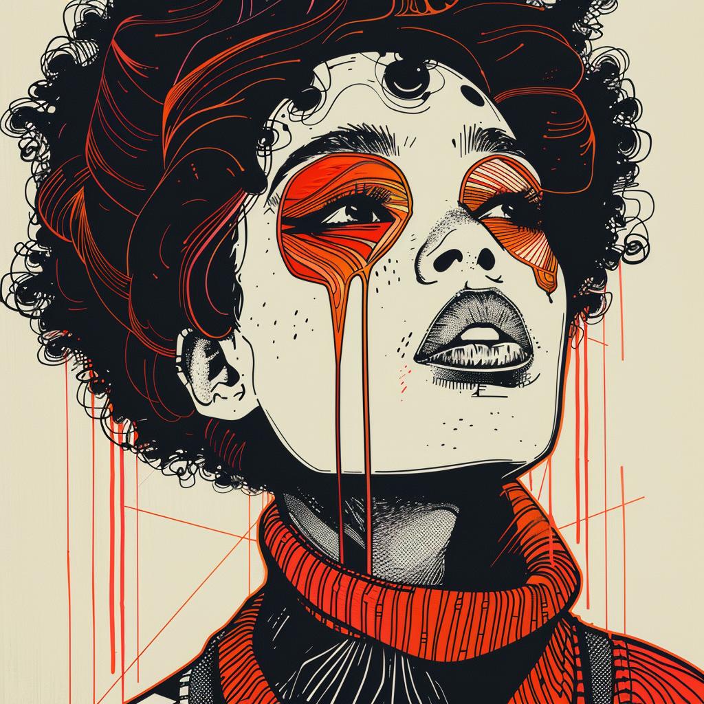 Pop Art  Kerry  Washington  sweater  afro  makeup  model  red  eyes  design 939021