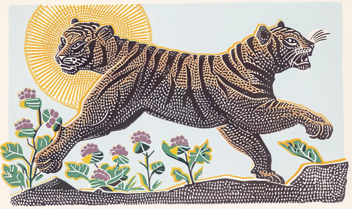 tiger  walking  field  flowers  nature  wildlife  flora  outdoors  serene  feline 961017
