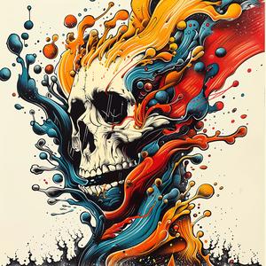 skull  colorful  paint  splashes  chaos  chromolithography  art  design  creative  explosive 1047979